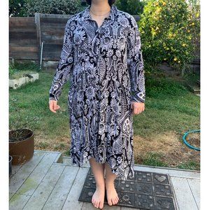 Paisley & Floral Print Maxi Shirt Dress - NWT - 14W